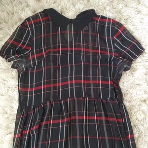 Arizona Black & Red Plaid Collared Sheer Dress